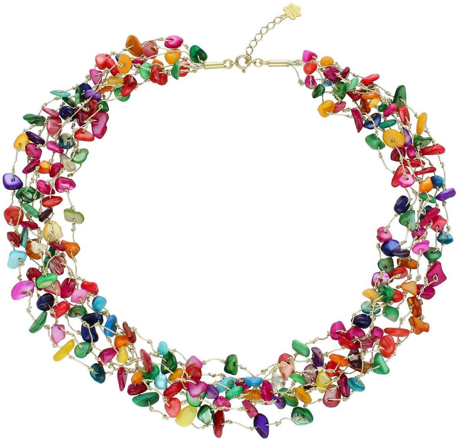 Kolorowy naszyjnik damski z naturalnych kamieni muszli. Długość 50 cm, srebrne zapięcie próby 925. Lekki, stylowy i idealny na lato lub jako prezent.1.jpg