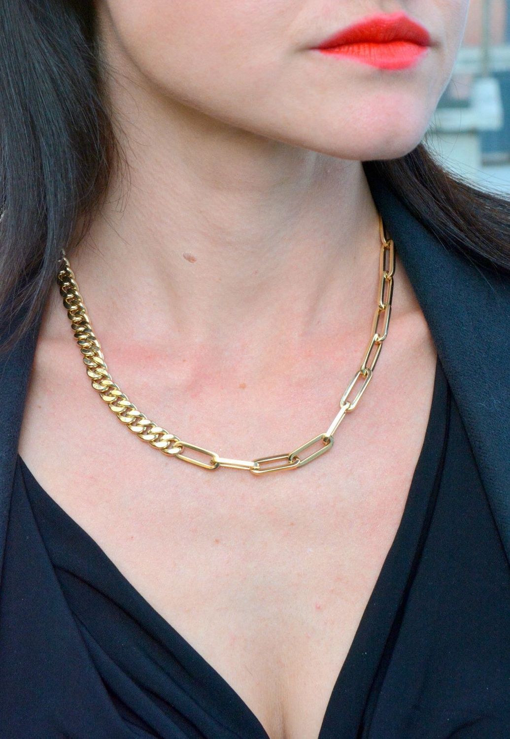 Złoty naszyjnik 585 pancerka, duże ogniwa DIA-NSZ-4153-585.jpg