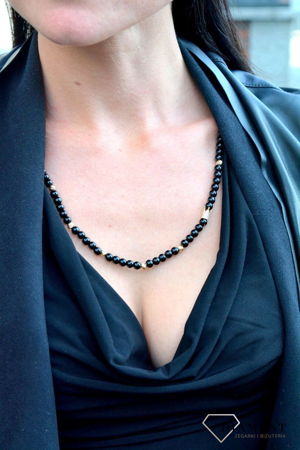 Naszyjnik męski kuleczki onyks z grawerowanymi złotymi kuleczkami DIA-NSZ-4192-585.jpg