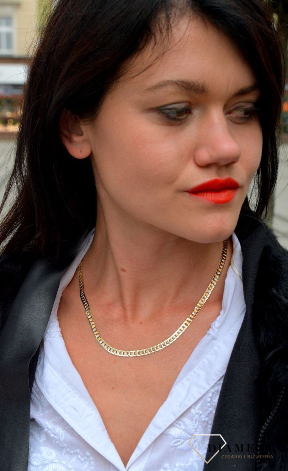 Złoty naszyjnik o płaskim splocie z dodatkiem białego złota DIA-NSZ-4222-585.jpg