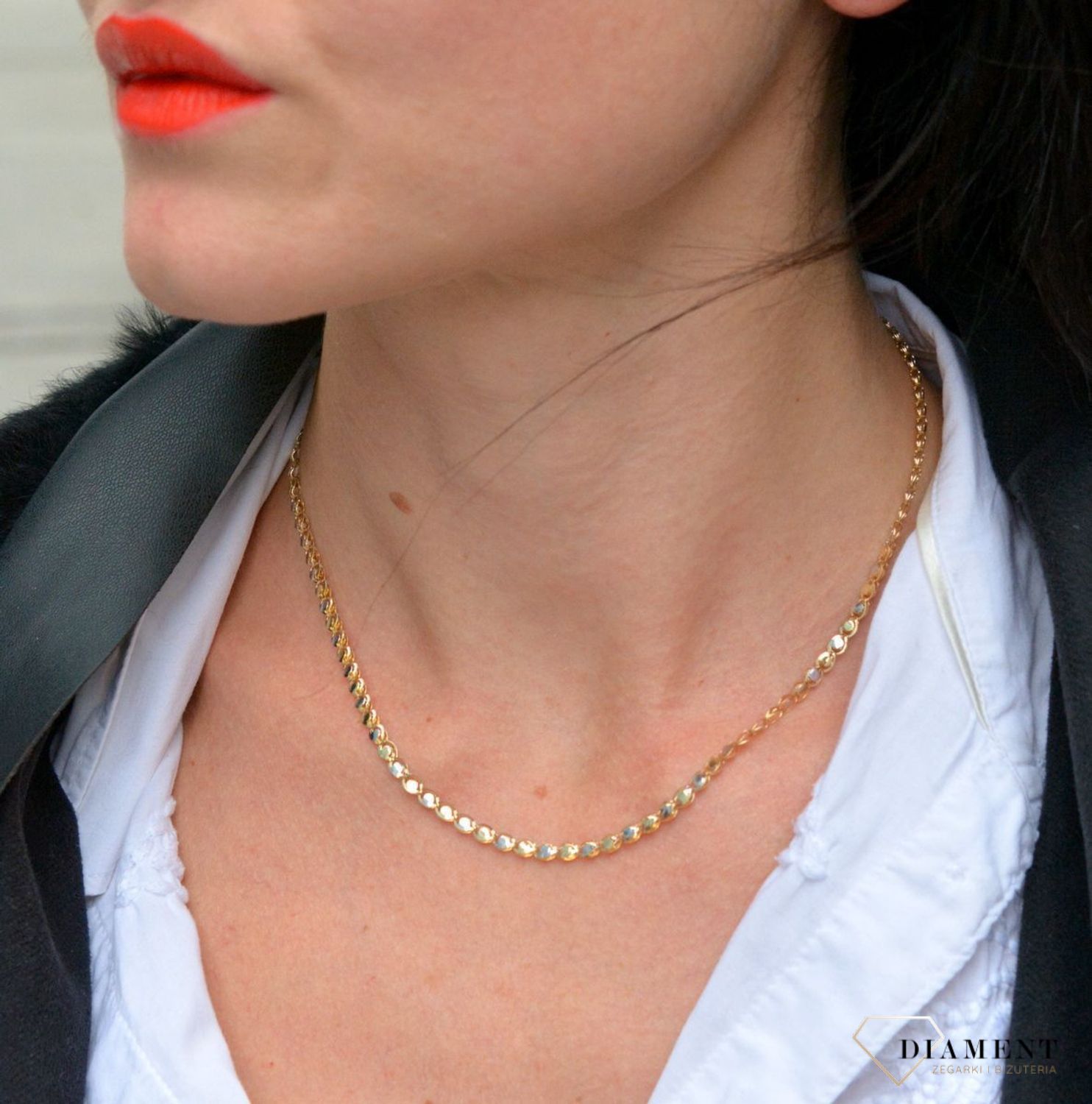 Złoty naszyjnik 585 ogniwka z białego złota DIA-NSZ-4223-585.jpg