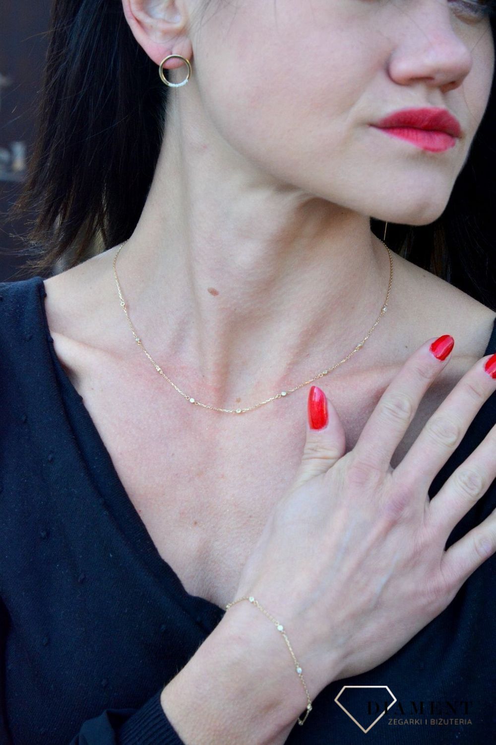 Złoty naszyjnik celebrytka 'Subtelny blask' DIA-NSZ-4239-585.jpg