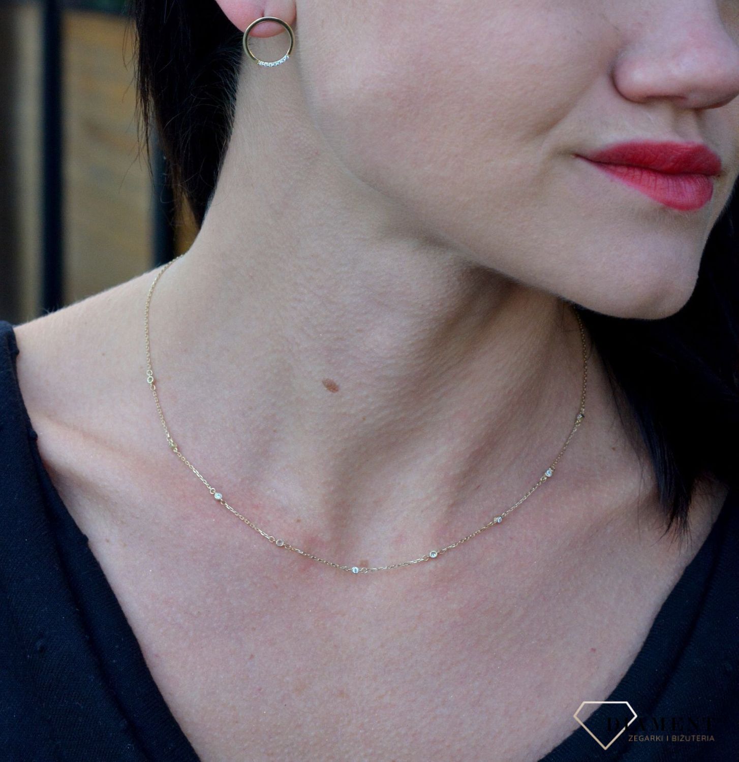 Złoty naszyjnik celebrytka 'Subtelny blask' DIA-NSZ-4239-585.jpg