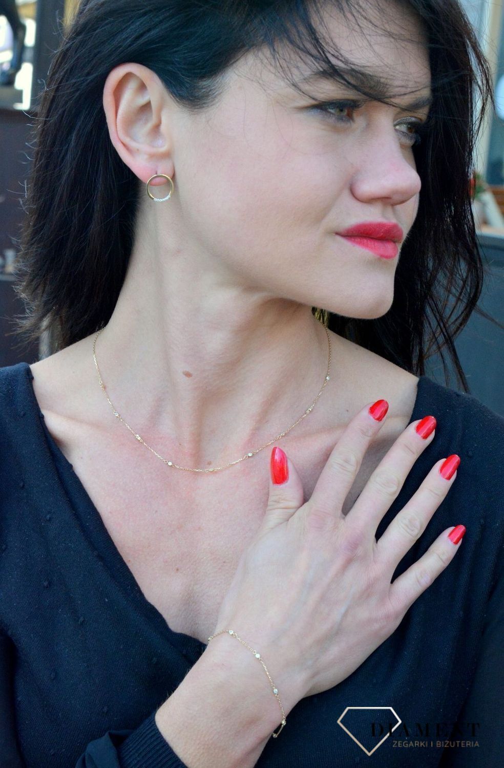 Złoty naszyjnik celebrytka 'Subtelny blask' DIA-NSZ-4239-585.jpg