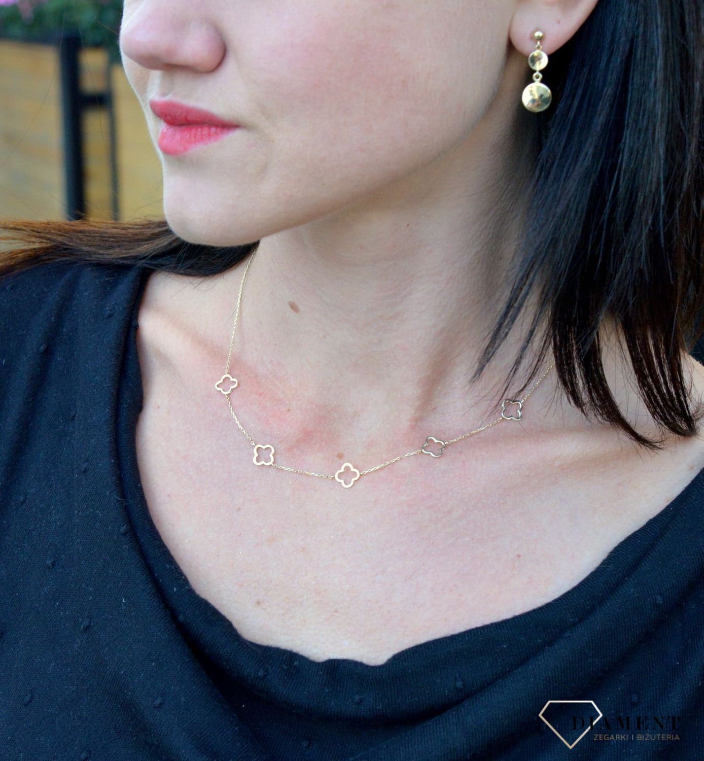 Złota bransoletka typu Lilou wykonana w wysokiej jakości złota próby 585 z trzema koniczynami🎁💎.jpg