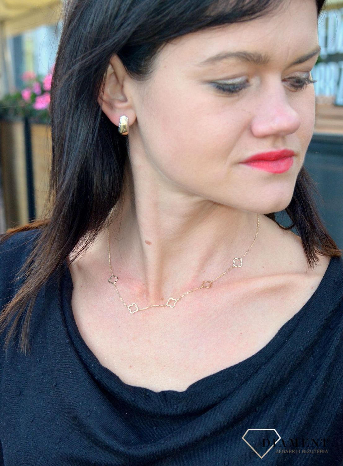 Złota bransoletka typu Lilou wykonana w wysokiej jakości złota próby 585 z trzema koniczynami🎁💎.jpg