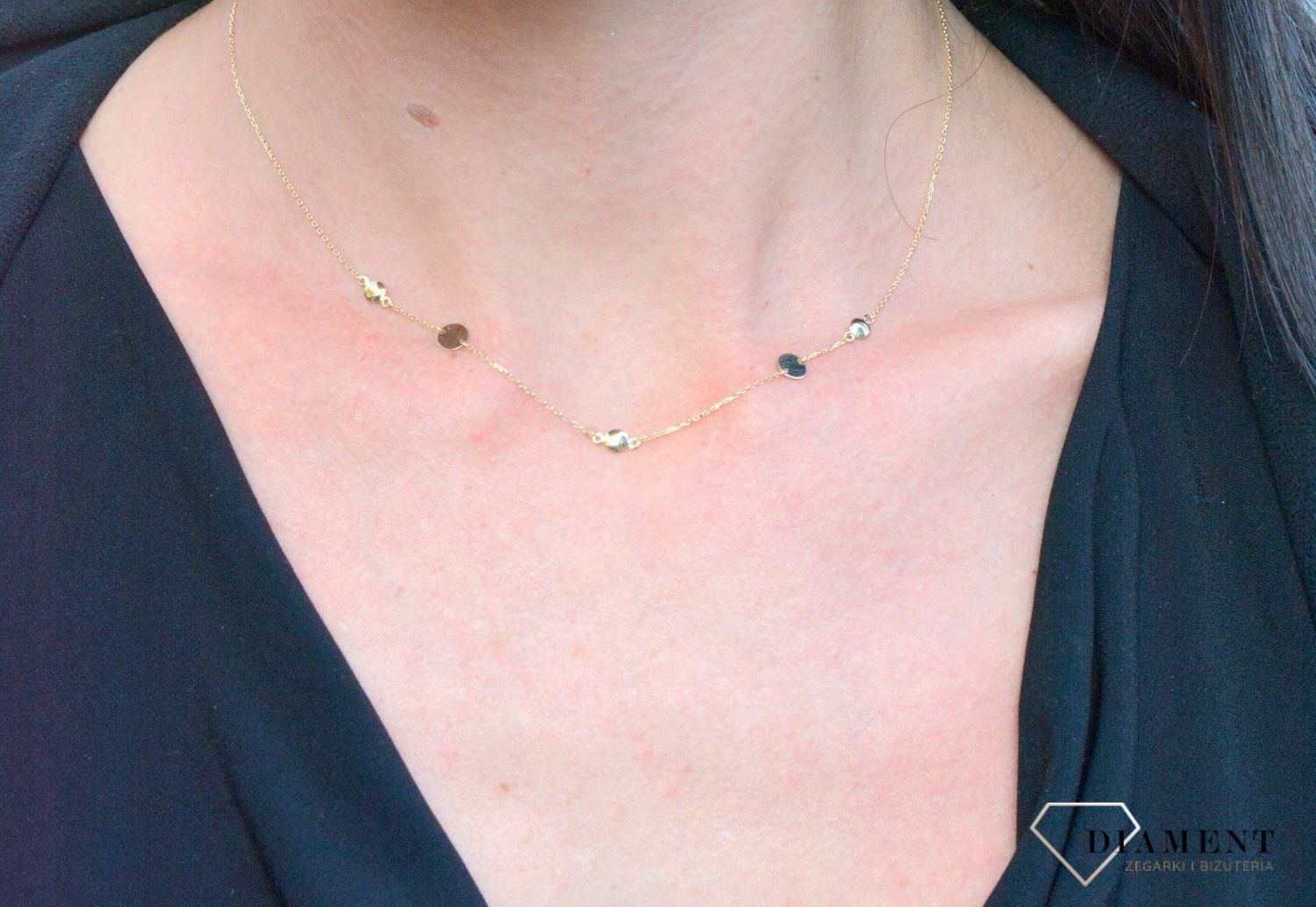 Złoty naszyjnik celebrytka gładkie blaszki w okrągłym kształcie DIA-NSZ-4308-585.jpg