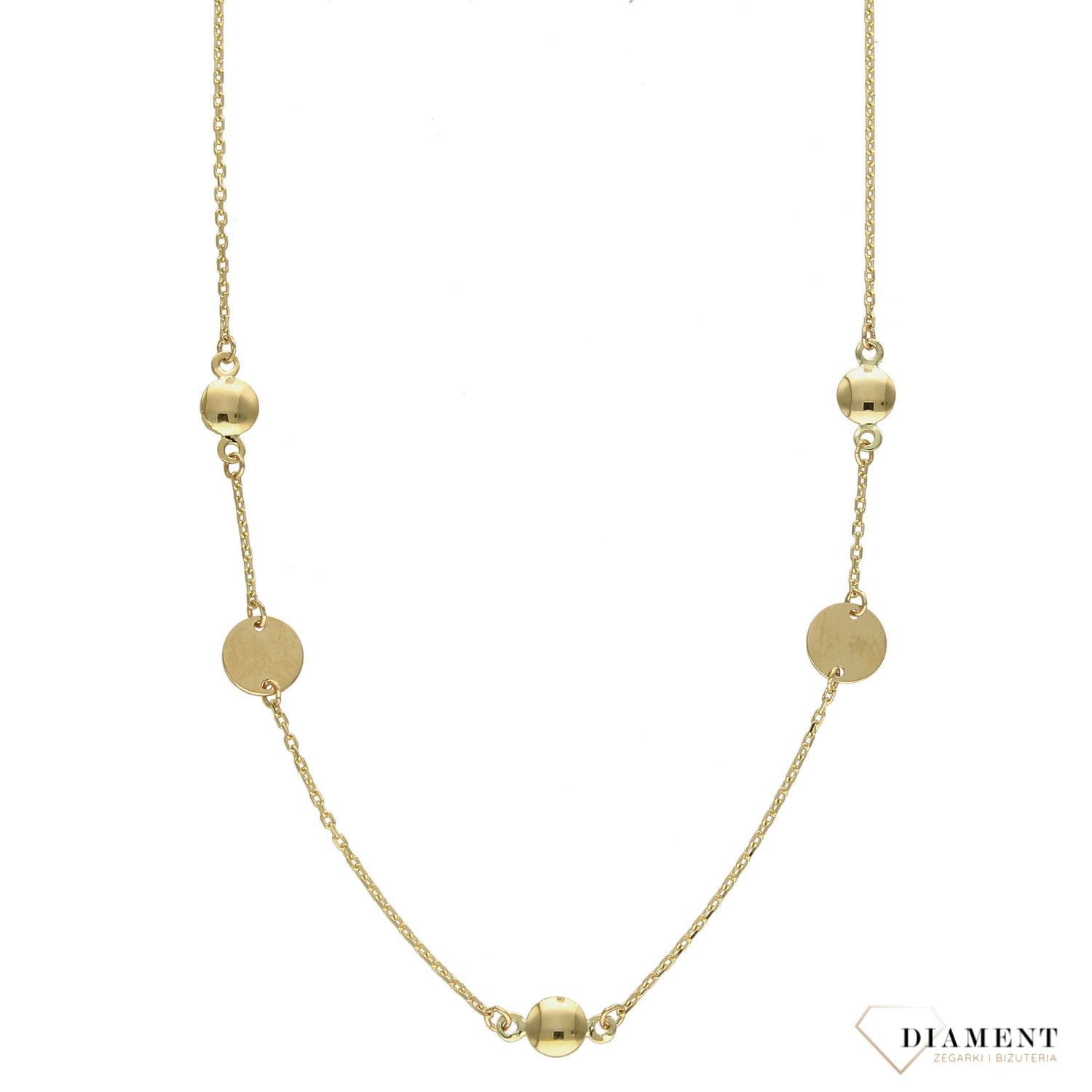 Złoty naszyjnik celebrytka gładkie blaszki w okrągłym kształcie DIA-NSZ-4308-585.jpg