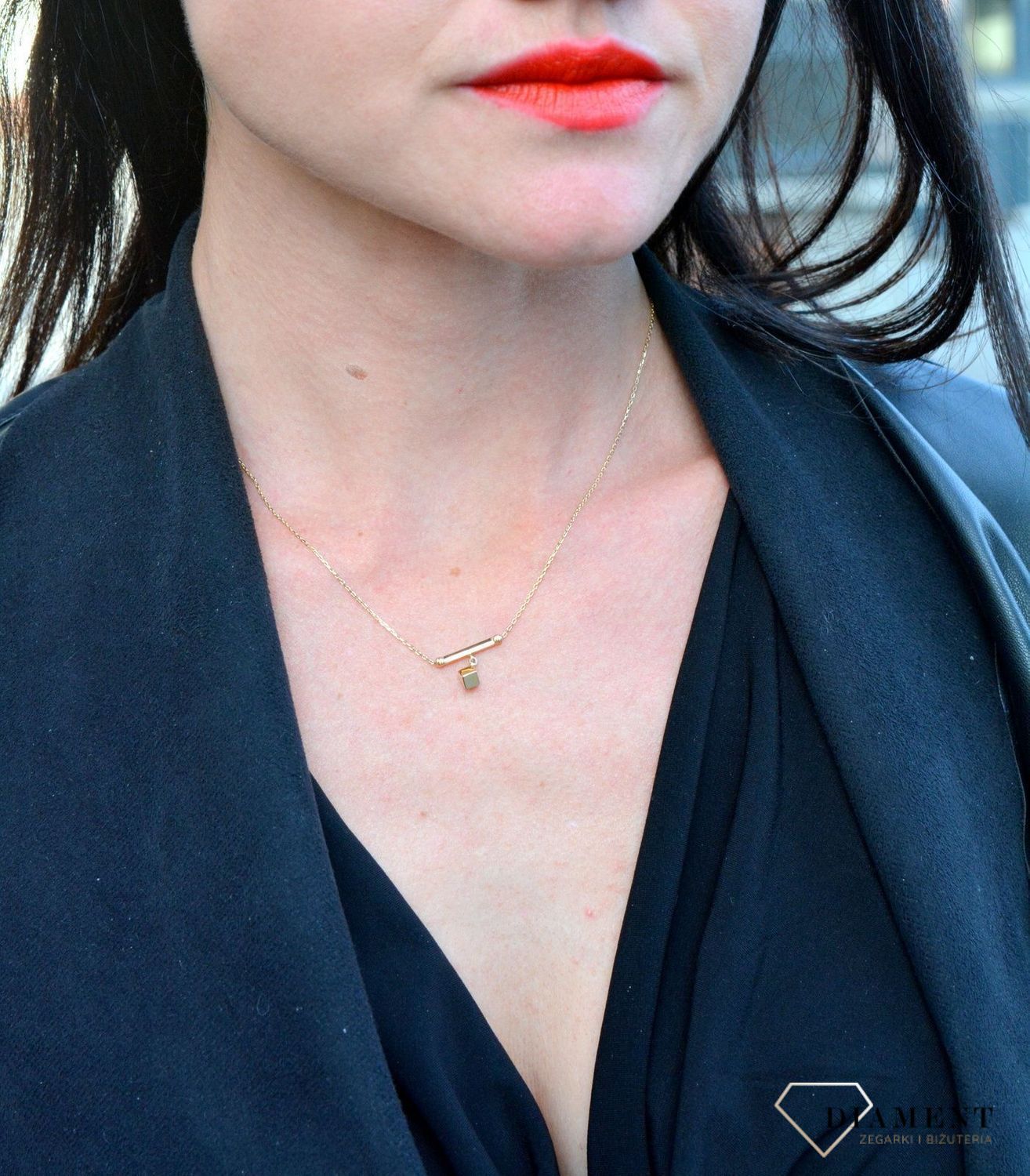 Złoty naszyjnik celebrytka zawieszka geometryczna DIA-NSZ-4310-585.jpg