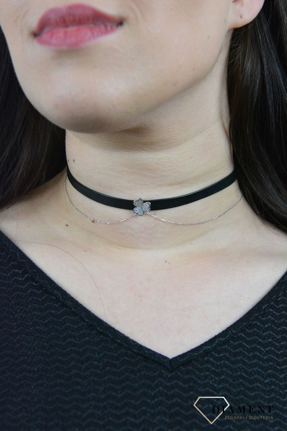 Naszyjnik typu choker koniczynka z cyrkoniami DIA-NSZ-4351-925 (2).jpg