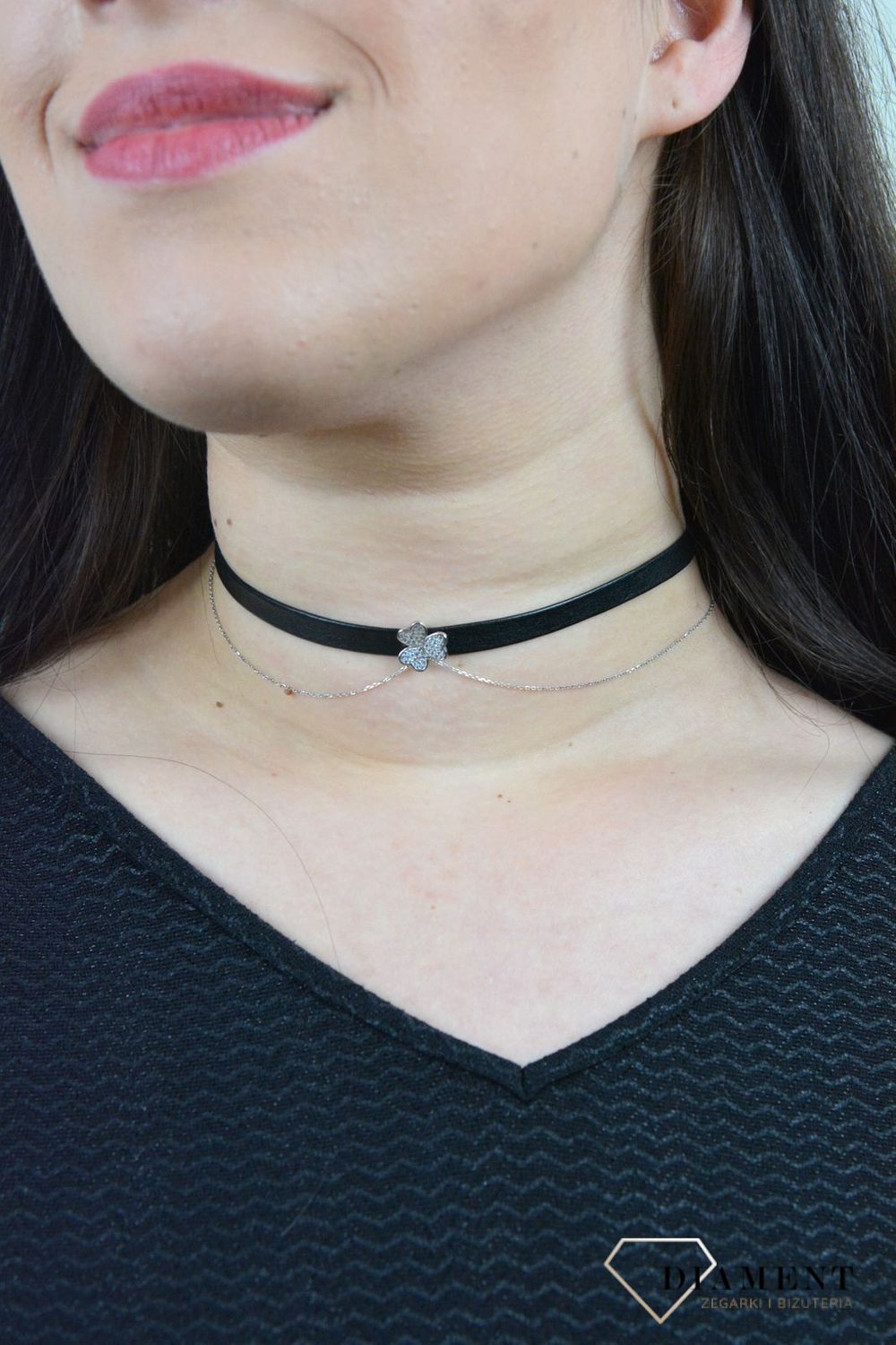 Naszyjnik typu choker koniczynka z cyrkoniami DIA-NSZ-4351-925 (2).jpg