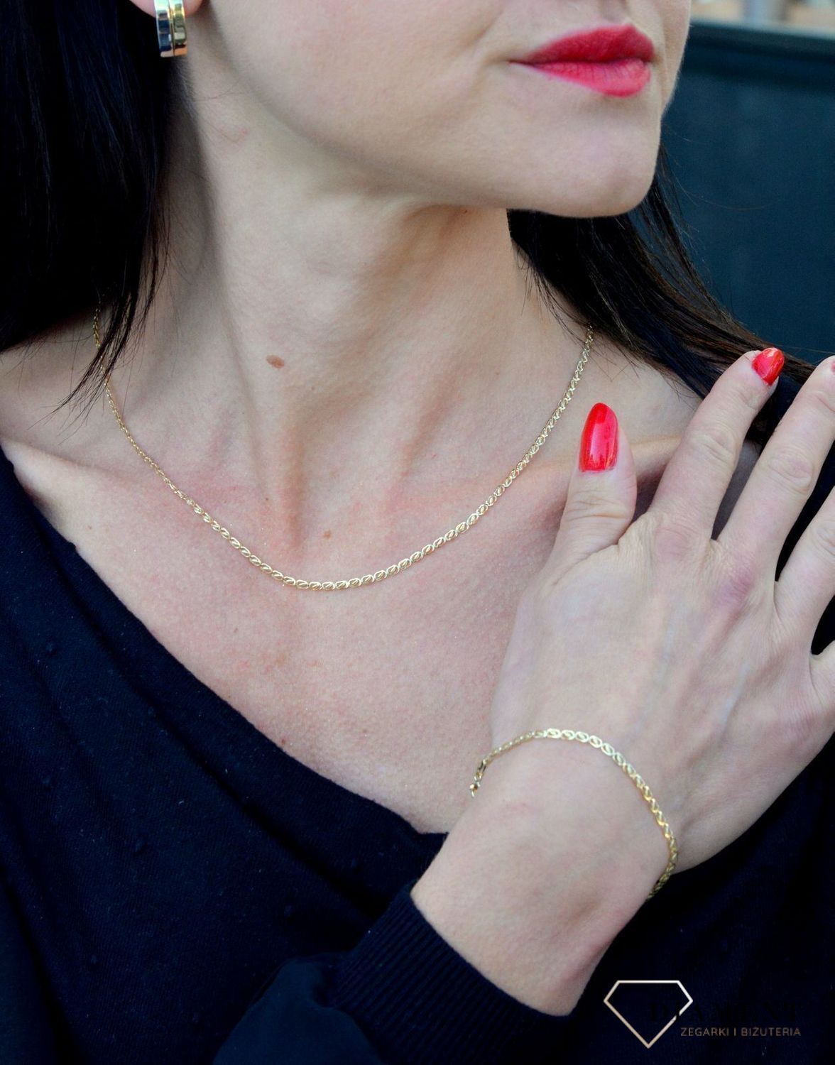 Złoty naszyjnik 585 płaskie zdobione ogniwka DIA-NSZ-4381-585.jpg