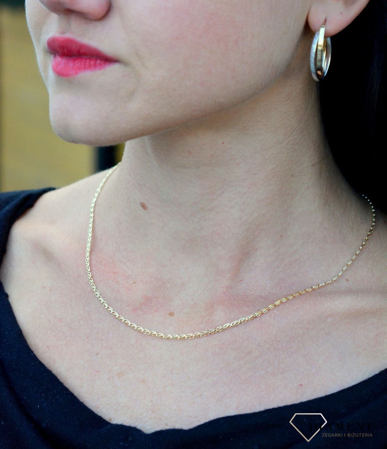 Złoty naszyjnik 585 płaskie zdobione ogniwka DIA-NSZ-4381-585.jpg