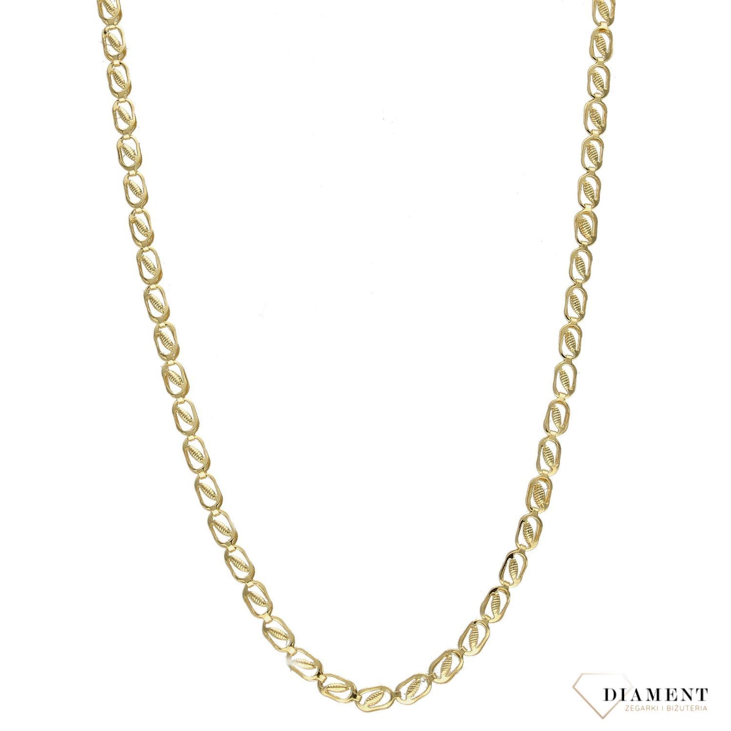 Złoty naszyjnik 585 płaskie zdobione ogniwka DIA-NSZ-4381-585.jpg