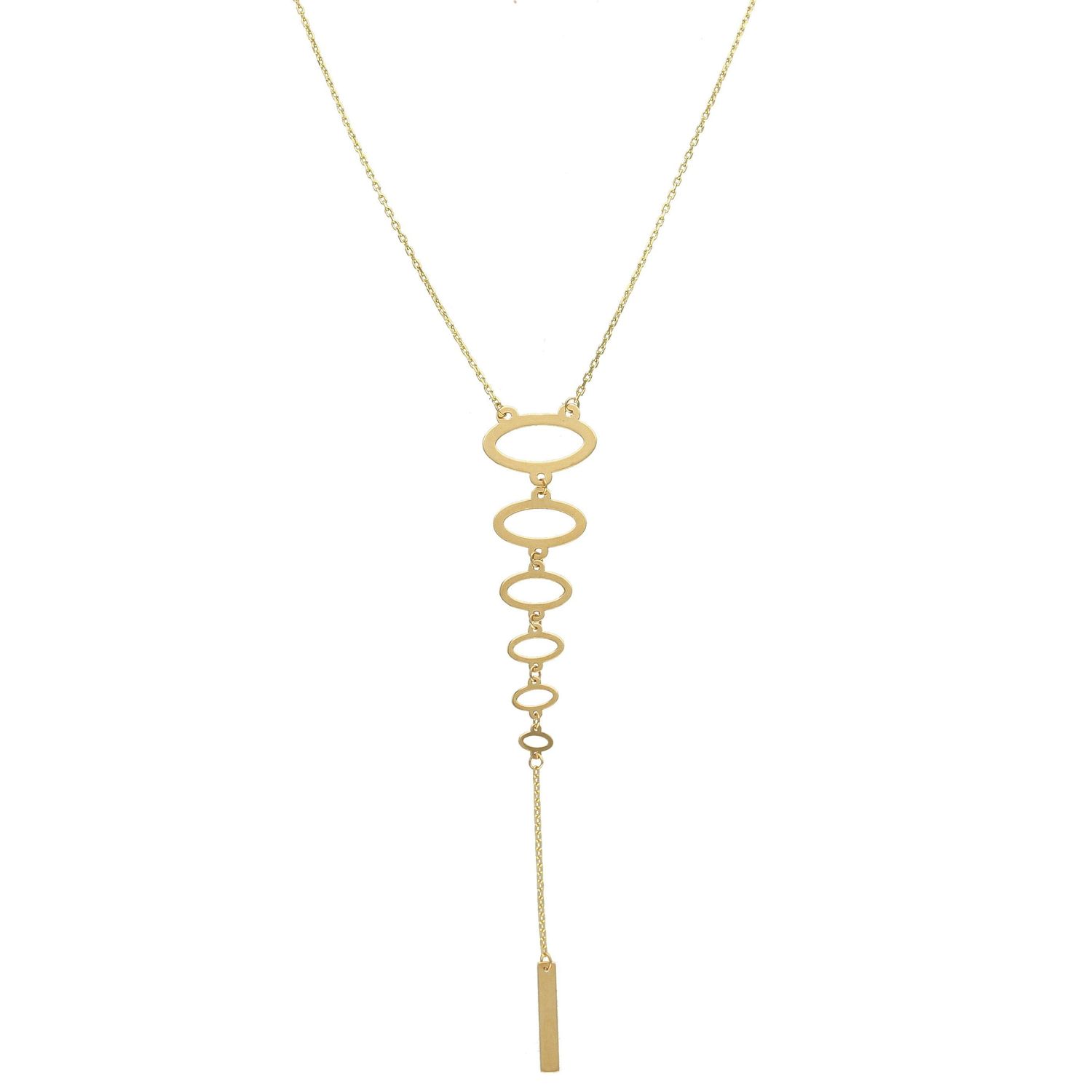 Złoty naszyjnik celebrytka krawatka zakończona kółkami i patyczkiem DIA-NSZ-4441-585.jpg