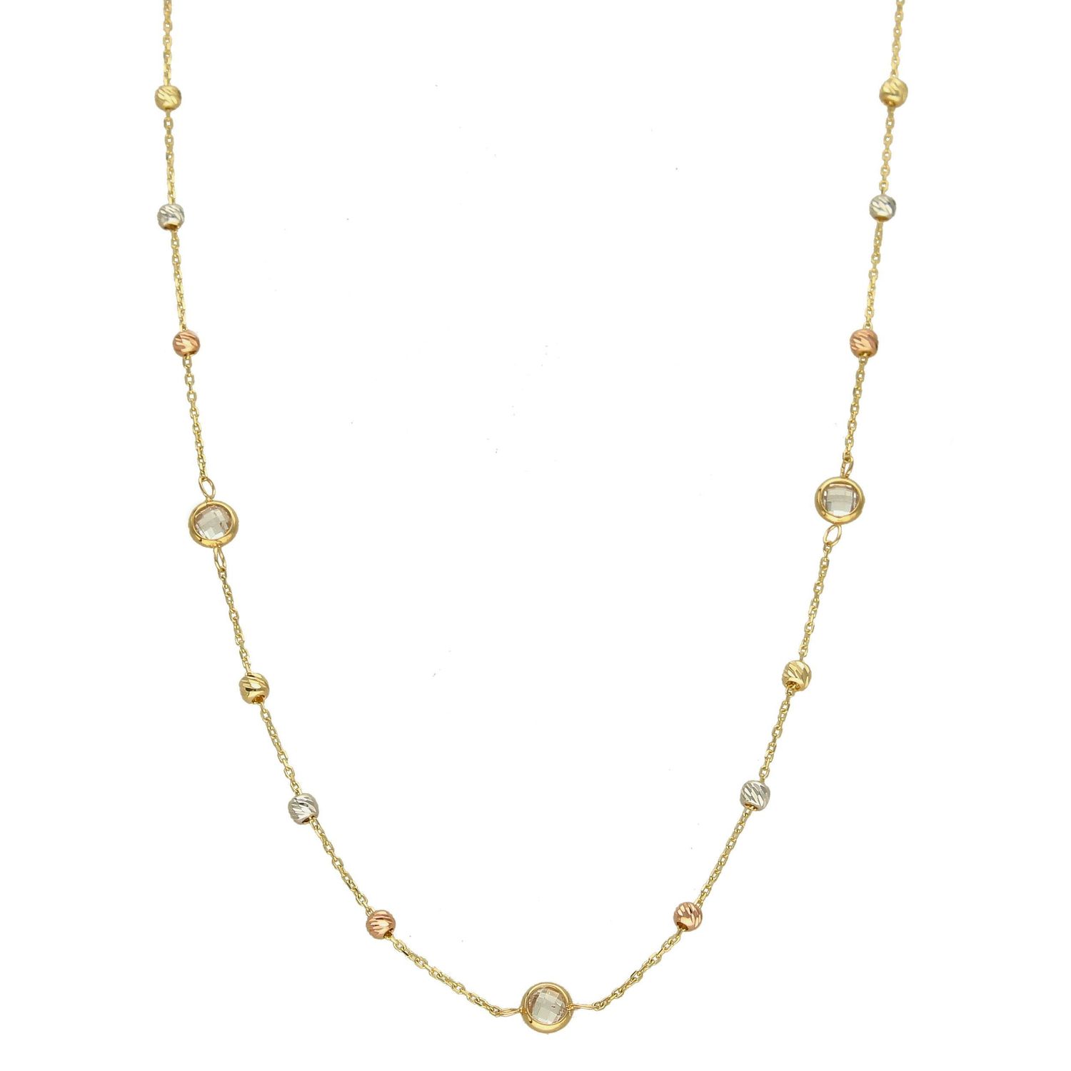 Złoty naszyjnik celebrytka z cyrkonią i kuleczkami DIA-NSZ-4451-585.jpg