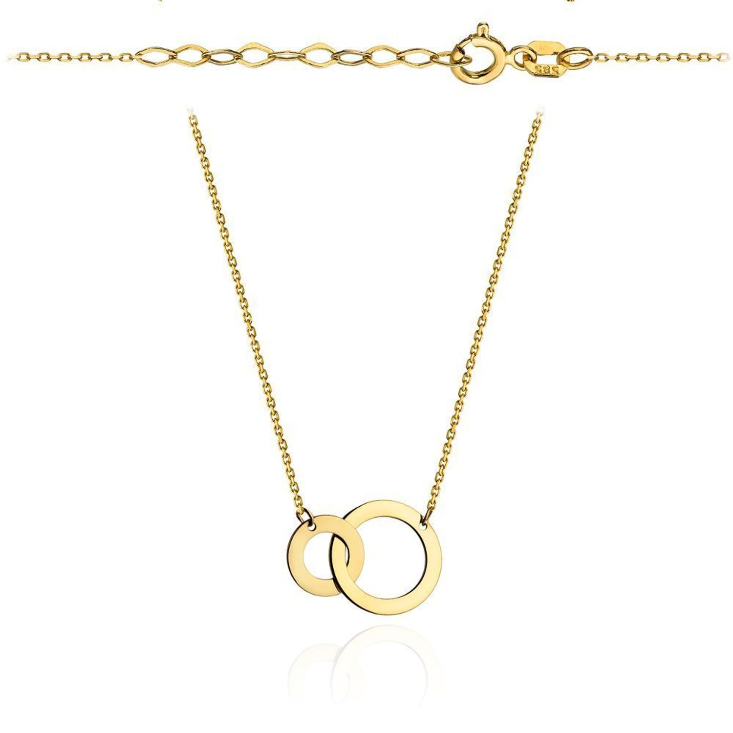 Złoty naszyjnik celebrytka dwa kółka połączone razem DIA-NSZ-4453-585.jpg