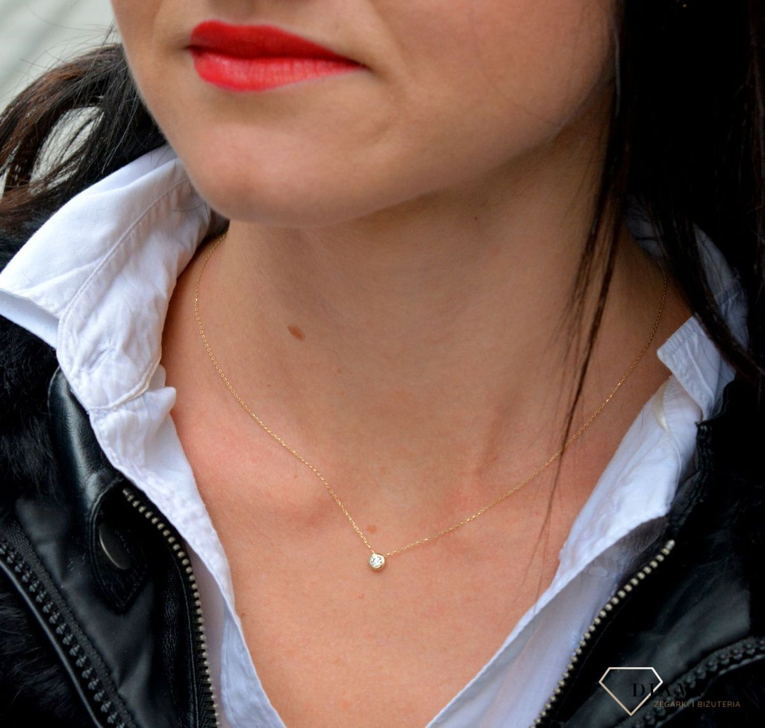 Złoty naszyjnik celebrytka z delikatną zawieszką ozdobioną cyrkonią DIA-NSZ-4454-585.jpg