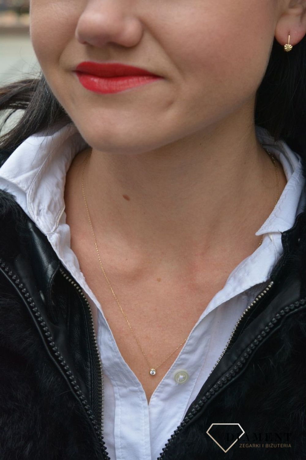 Złoty naszyjnik celebrytka z delikatną zawieszką ozdobioną cyrkonią DIA-NSZ-4454-585.jpg