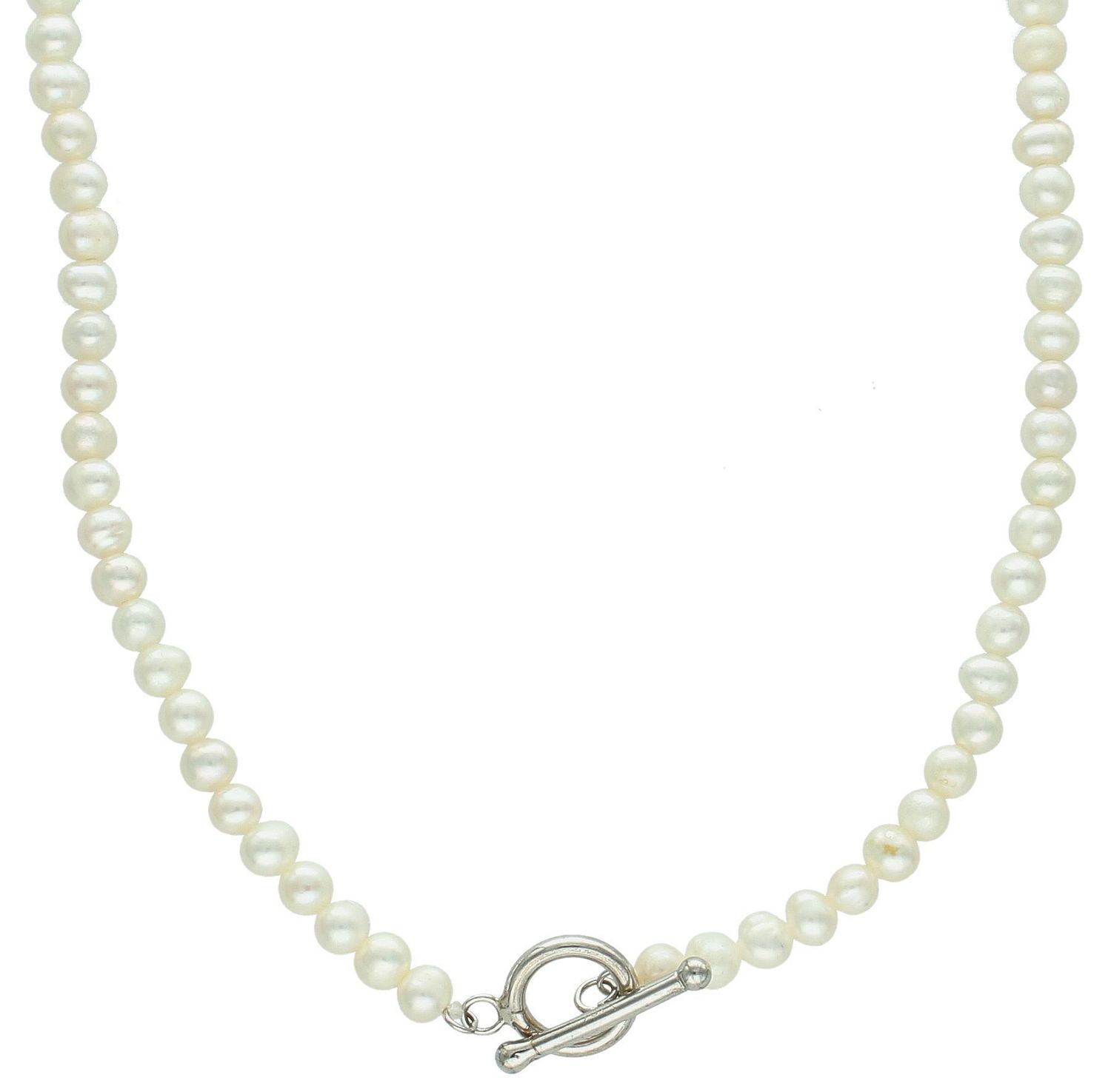 Naszyjnik z Białych Pereł Naturalnych 4 mm  Długość 45 cm  Zapięcie Tiffany  Srebro 925.jpg