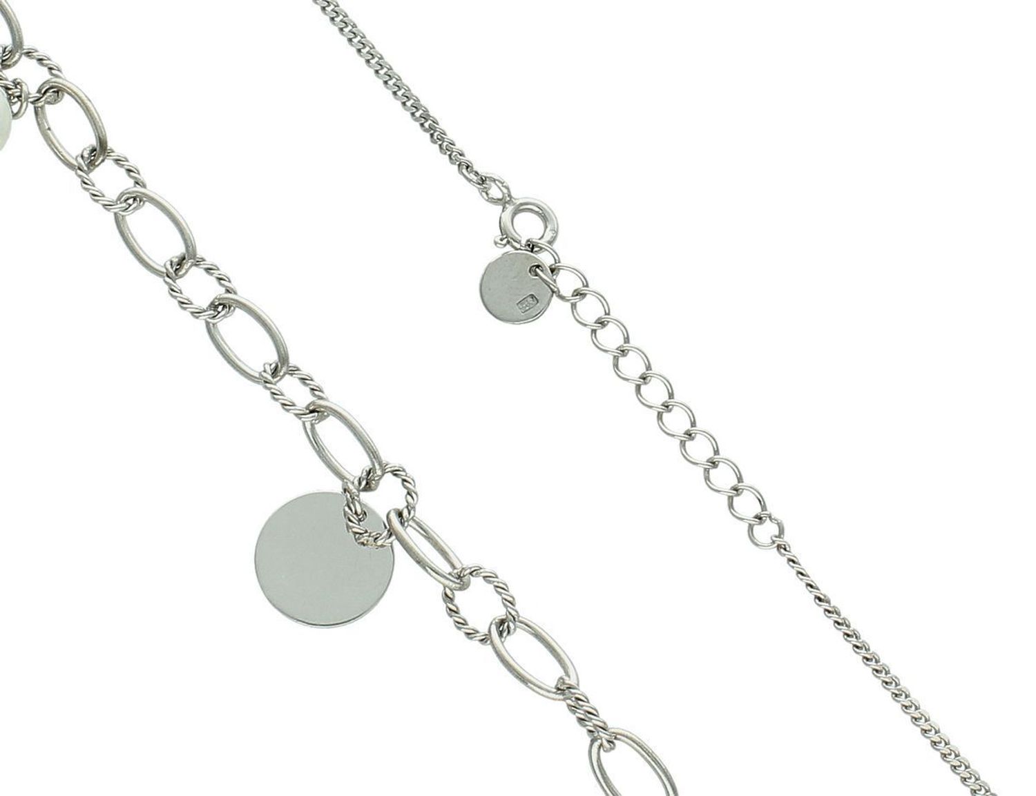 Naszyjnik srebrny 925 zdobiony serduszkiem, perełką i okrągłą blaszką. Długość 42 + 2 cm, zapięcie na karabińczyk, waga 8,70 g. Stylowy i kobiecy dodatek na każdą okazję.1.jpg