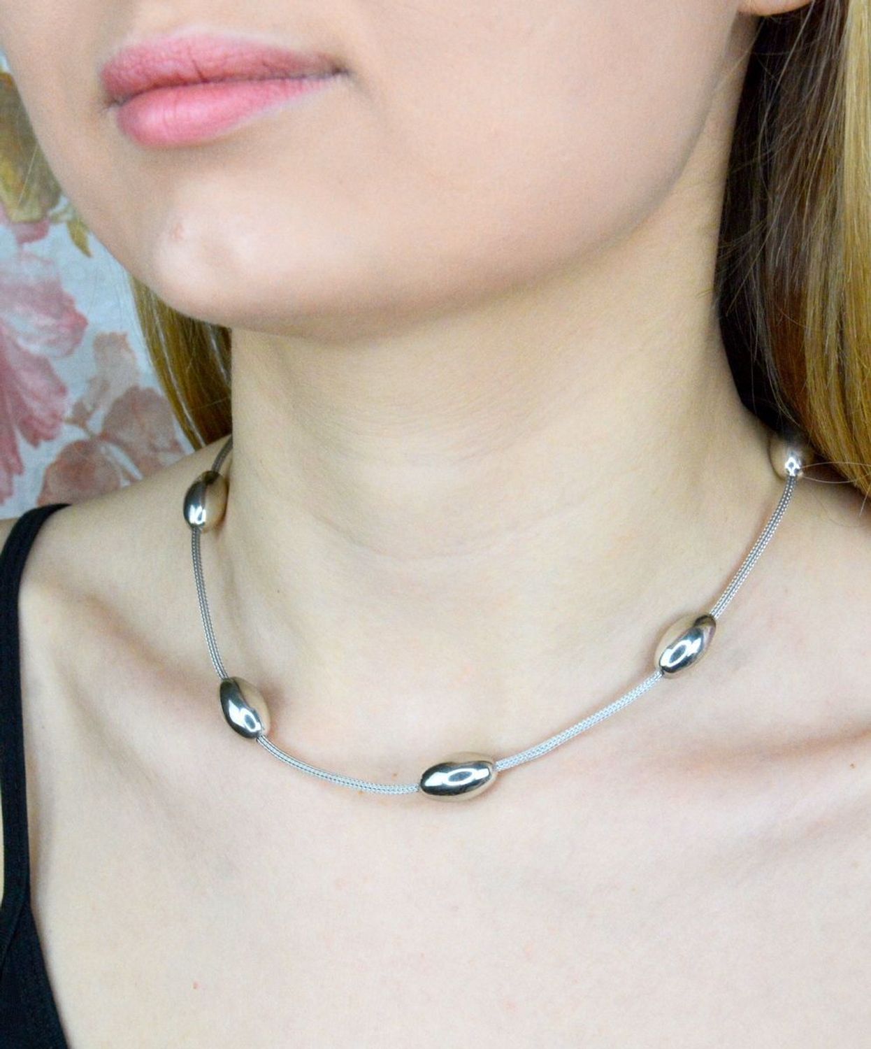 Srebrny naszyjnik damski kolia Gładkie kule DIA-NSZ-4653-925.  Biżuteria pięknie podkreśla dekolt. Naszyjnik został wykonany z najwyższej jakości srebra próby 925. Idealny pomysł na prezent..jpg