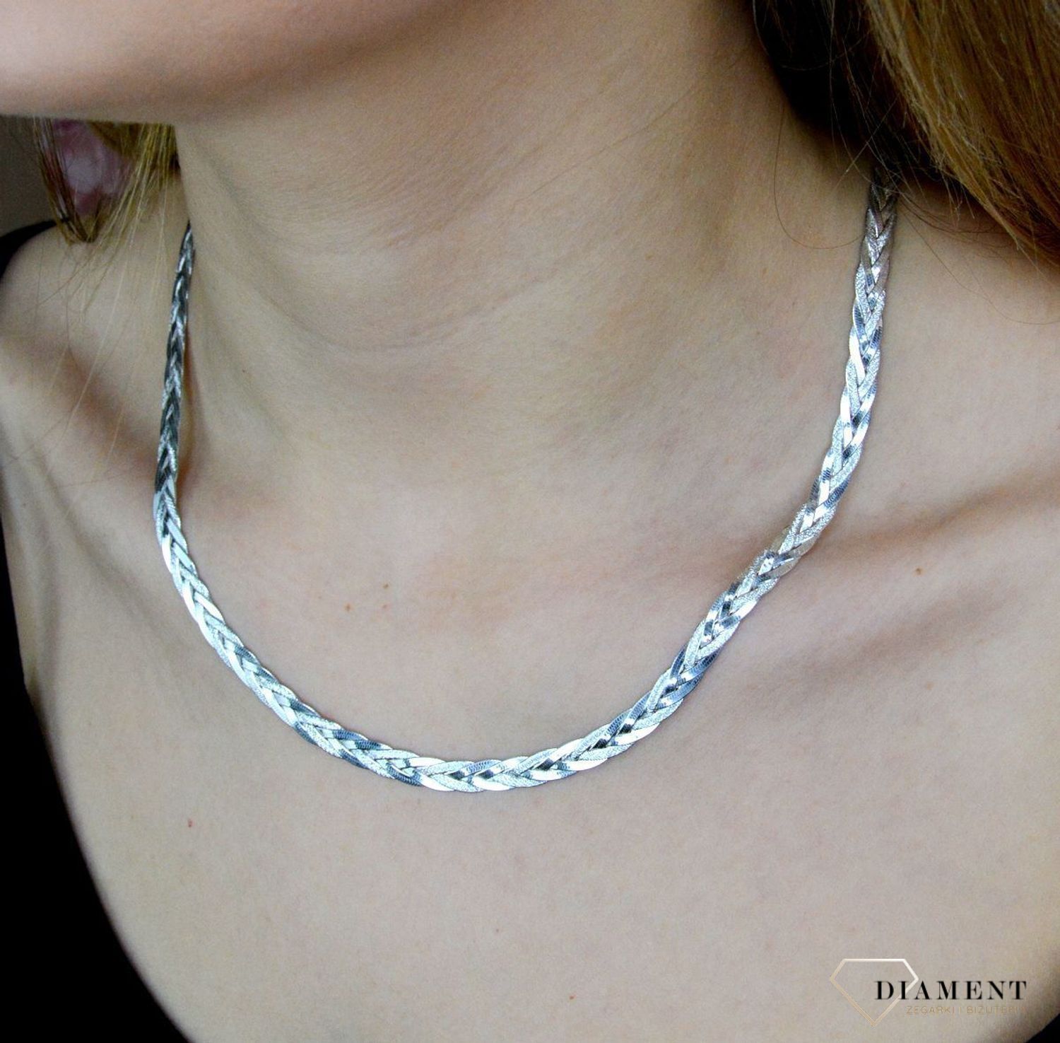 Srebrny naszyjnik damski kłos, plecionka DIA-NSZ-4655-925. Efektowny naszyjnik doskonale sprawdzi się jako prezent. Darmowa dostawa. Prosty, efektowny naszyjnik..jpg