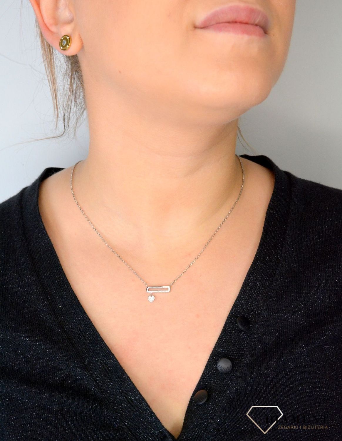 Srebrny naszyjnik celebrytka agrafka serce z cyrkoniami DIA-NSZ-4799-925.jpg