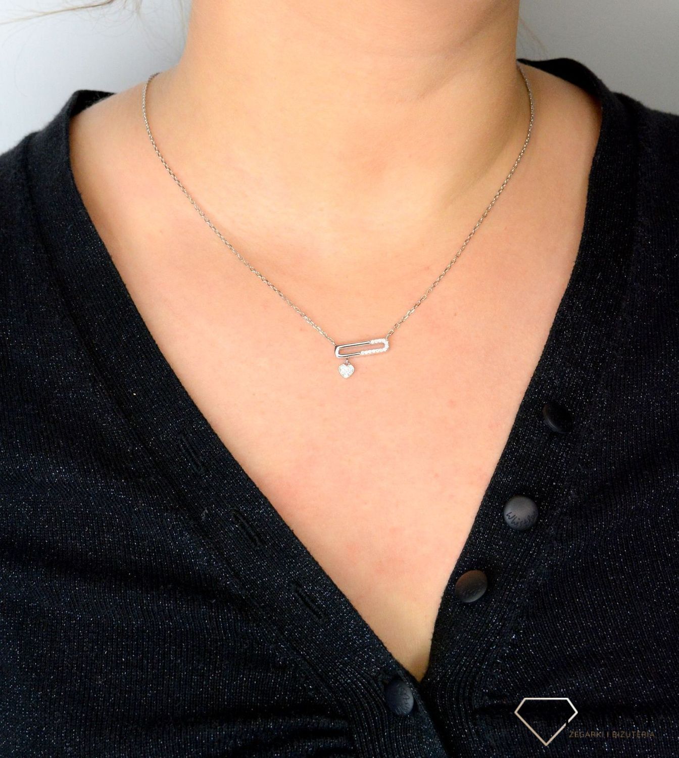 Srebrny naszyjnik celebrytka agrafka serce z cyrkoniami DIA-NSZ-4799-925.jpg