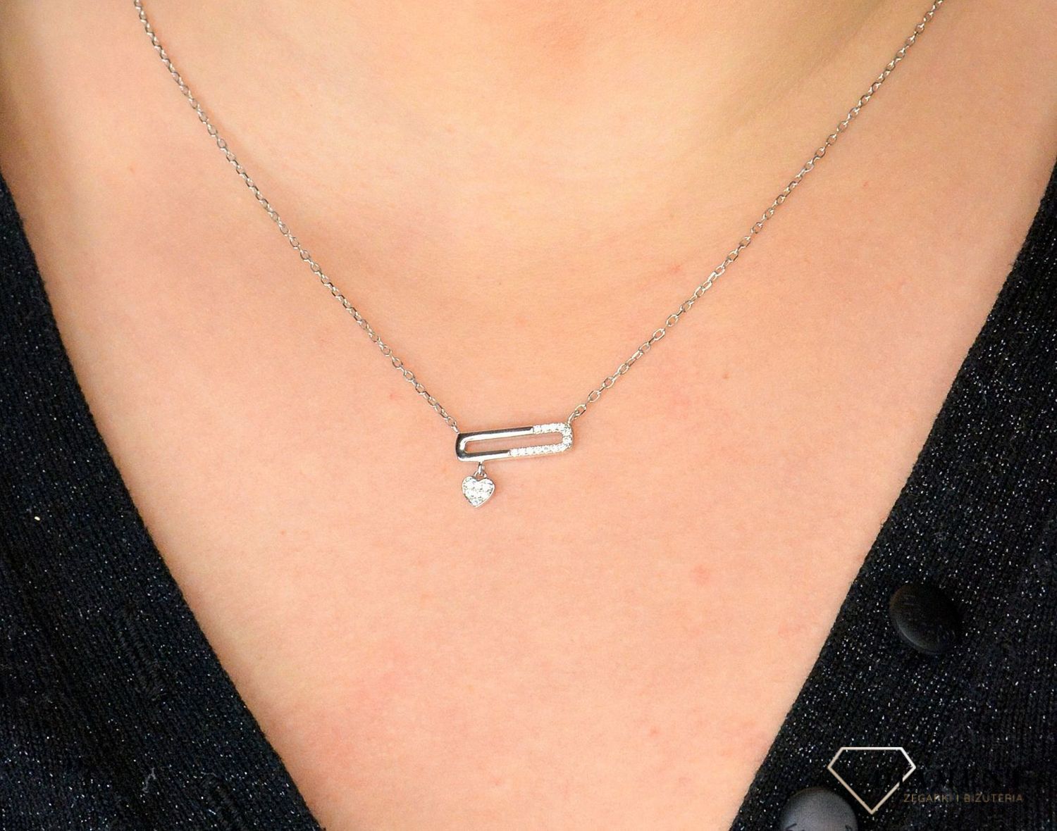 Srebrny naszyjnik celebrytka agrafka serce z cyrkoniami DIA-NSZ-4799-925.jpg