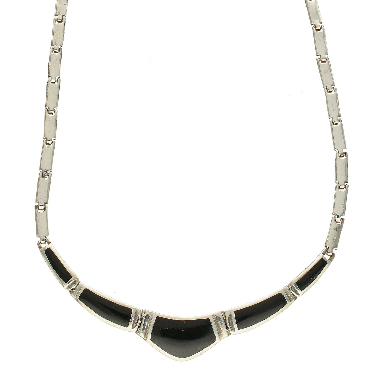 Elegancki srebrny naszyjnik z onyksem DIA-NSZ-4800-925.jpg