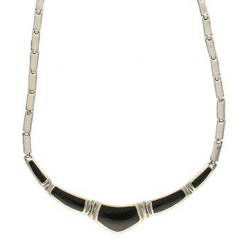 Elegancki srebrny naszyjnik z onyksem DIA-NSZ-4800-925.jpg