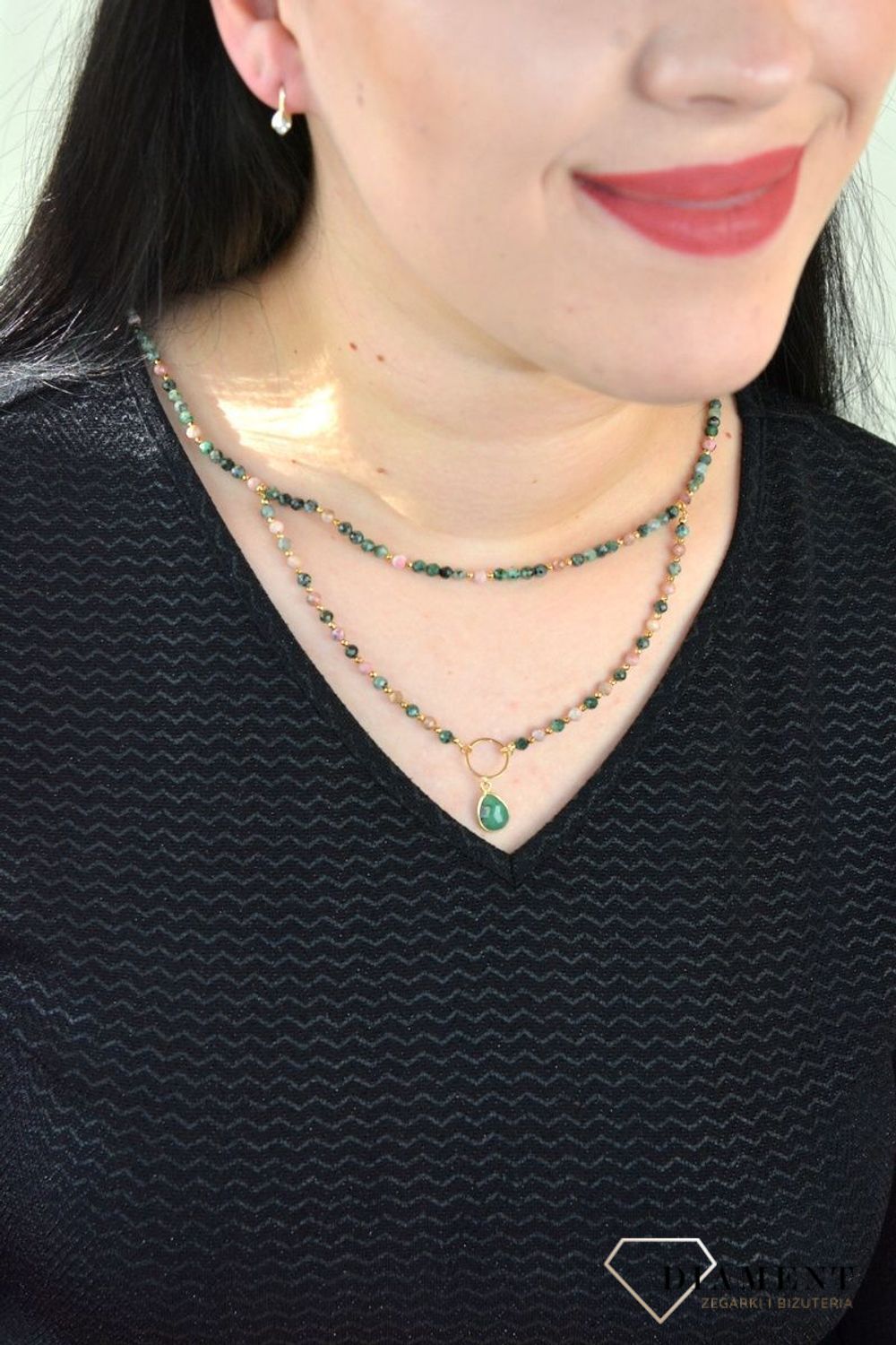 Naszyjnik podwójny z zawieszką szmaragd,rodonit,hematyt DIA-NSZ-4863-925.jpg