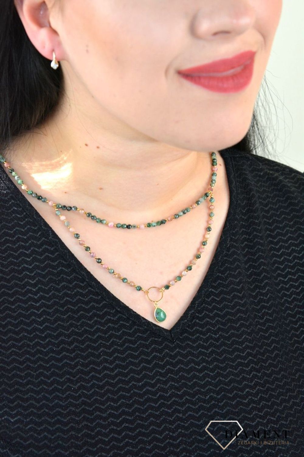 Naszyjnik podwójny z zawieszką szmaragd,rodonit,hematyt DIA-NSZ-4863-925.jpg