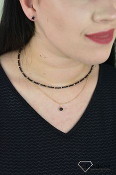 Naszyjnik podwójny spinel,turmalin,hematyt DIA-NSZ-4866-925. Naszyjnik posiada okrągłą zawieszkę na srebrnym łańcuszku w złotym kolorze (1).JPG