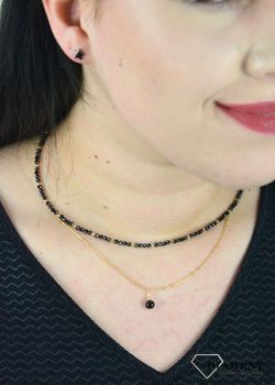 Naszyjnik podwójny spinel,turmalin,hematyt DIA-NSZ-4866-925. Naszyjnik posiada okrągłą zawieszkę na srebrnym łańcuszku w złotym kolorze (4).JPG