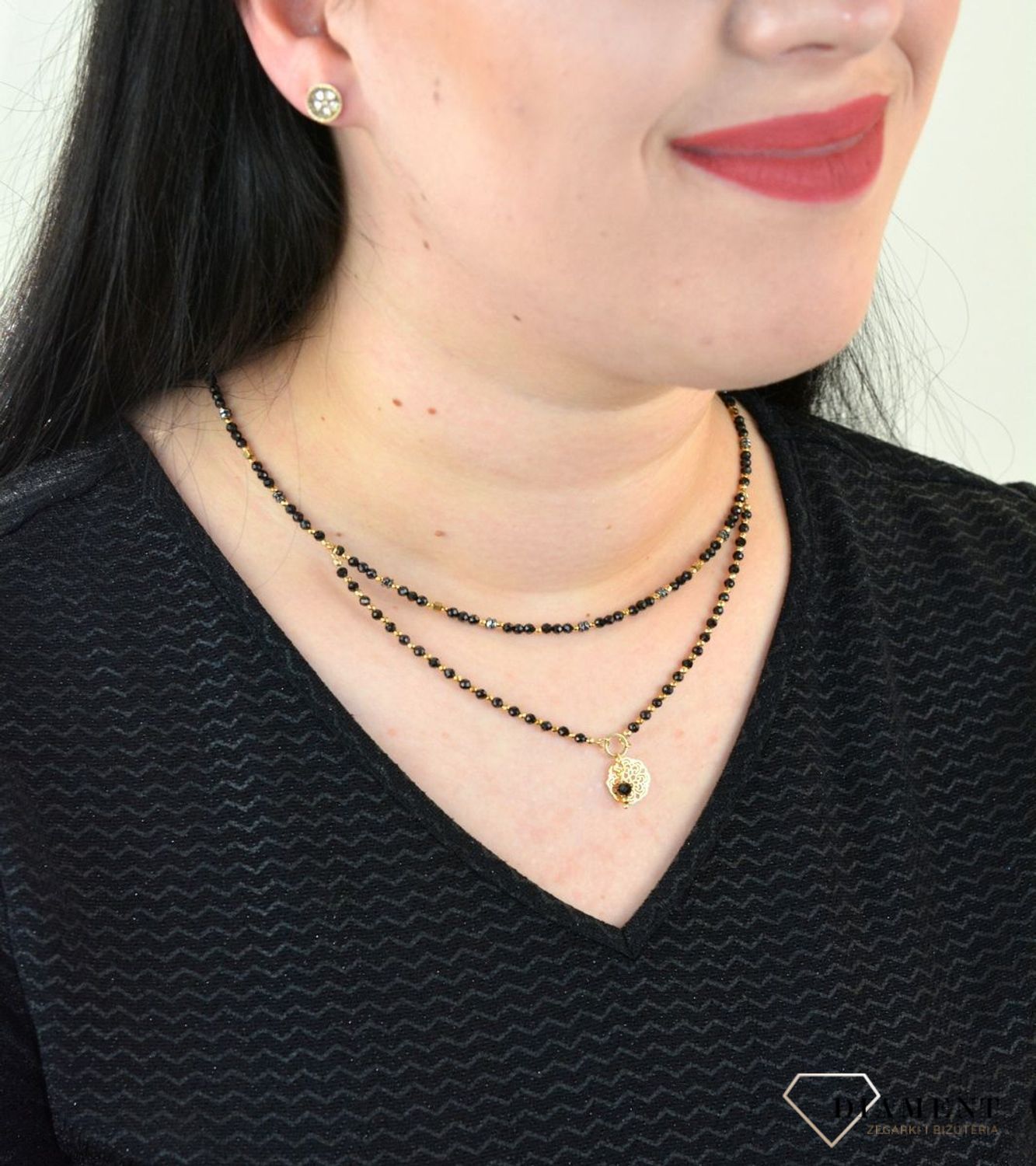 Naszyjnik podwójny turmalin,hematyt,tytan z ażurową zawieszką DIA-NSZ-4867-925.jpg