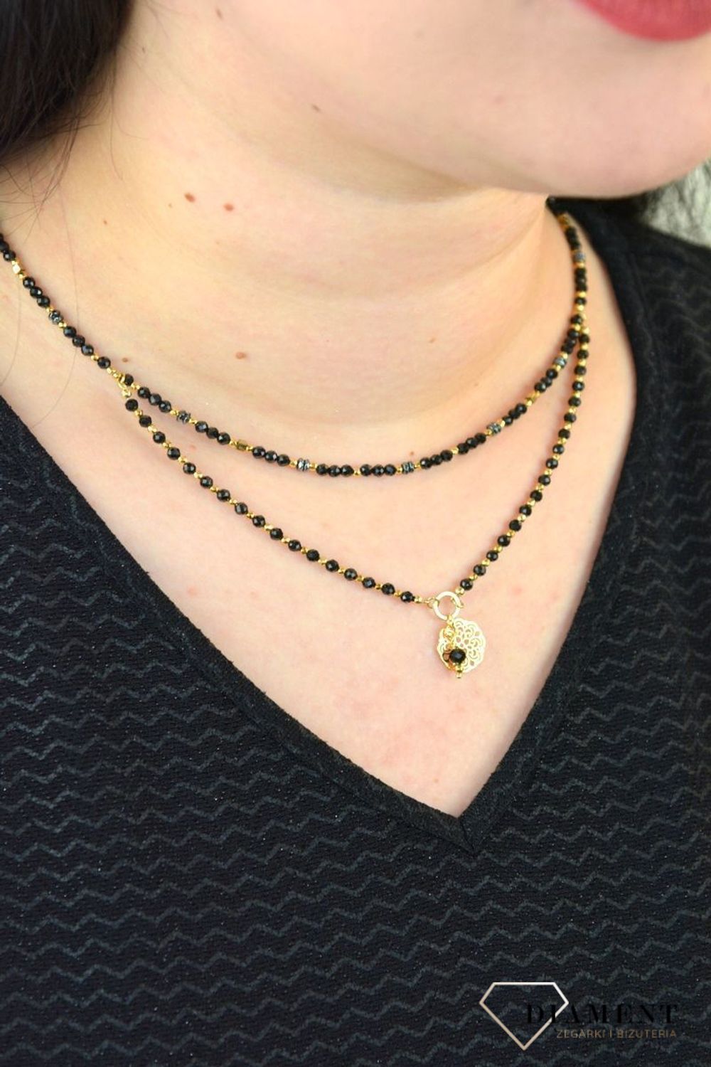 Naszyjnik podwójny turmalin,hematyt,tytan z ażurową zawieszką DIA-NSZ-4867-925.jpg