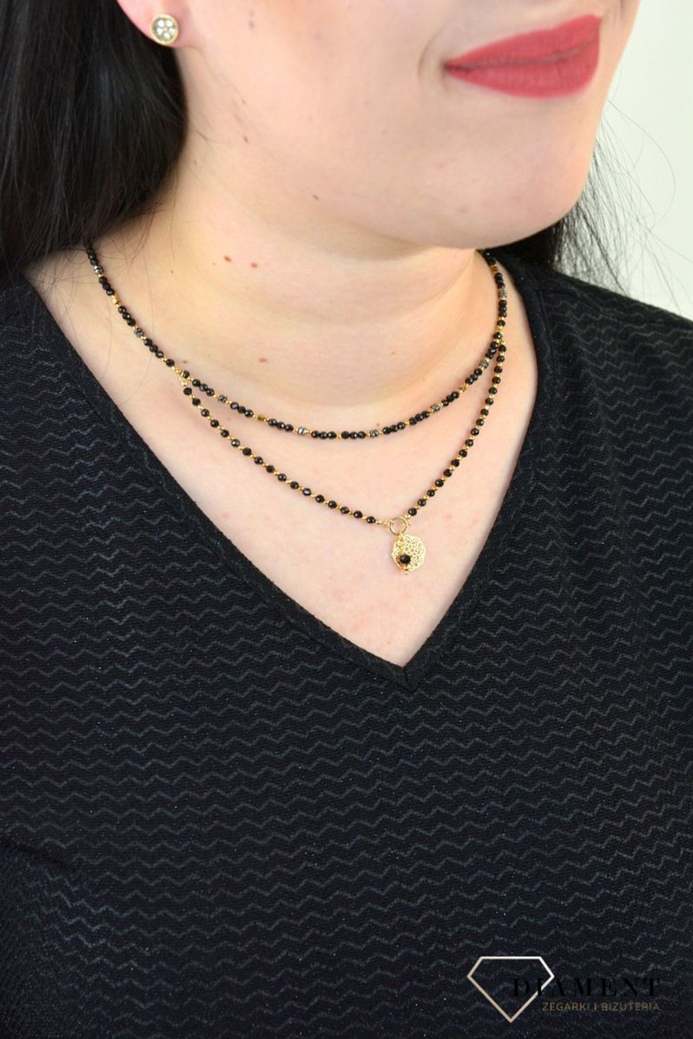 Naszyjnik podwójny turmalin,hematyt,tytan z ażurową zawieszką DIA-NSZ-4867-925.jpg