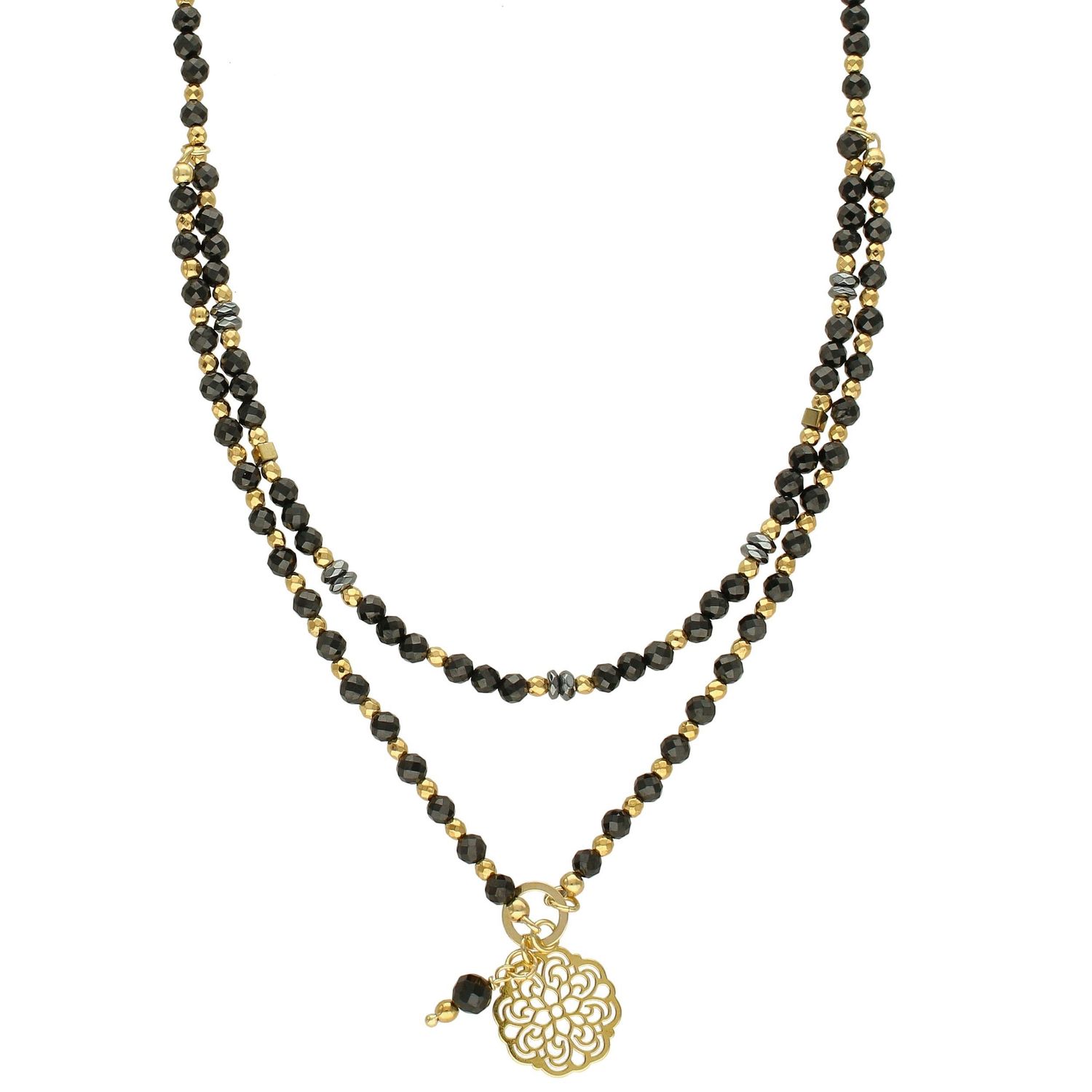 Naszyjnik podwójny turmalin,hematyt,tytan z ażurową zawieszką DIA-NSZ-4867-925.jpg