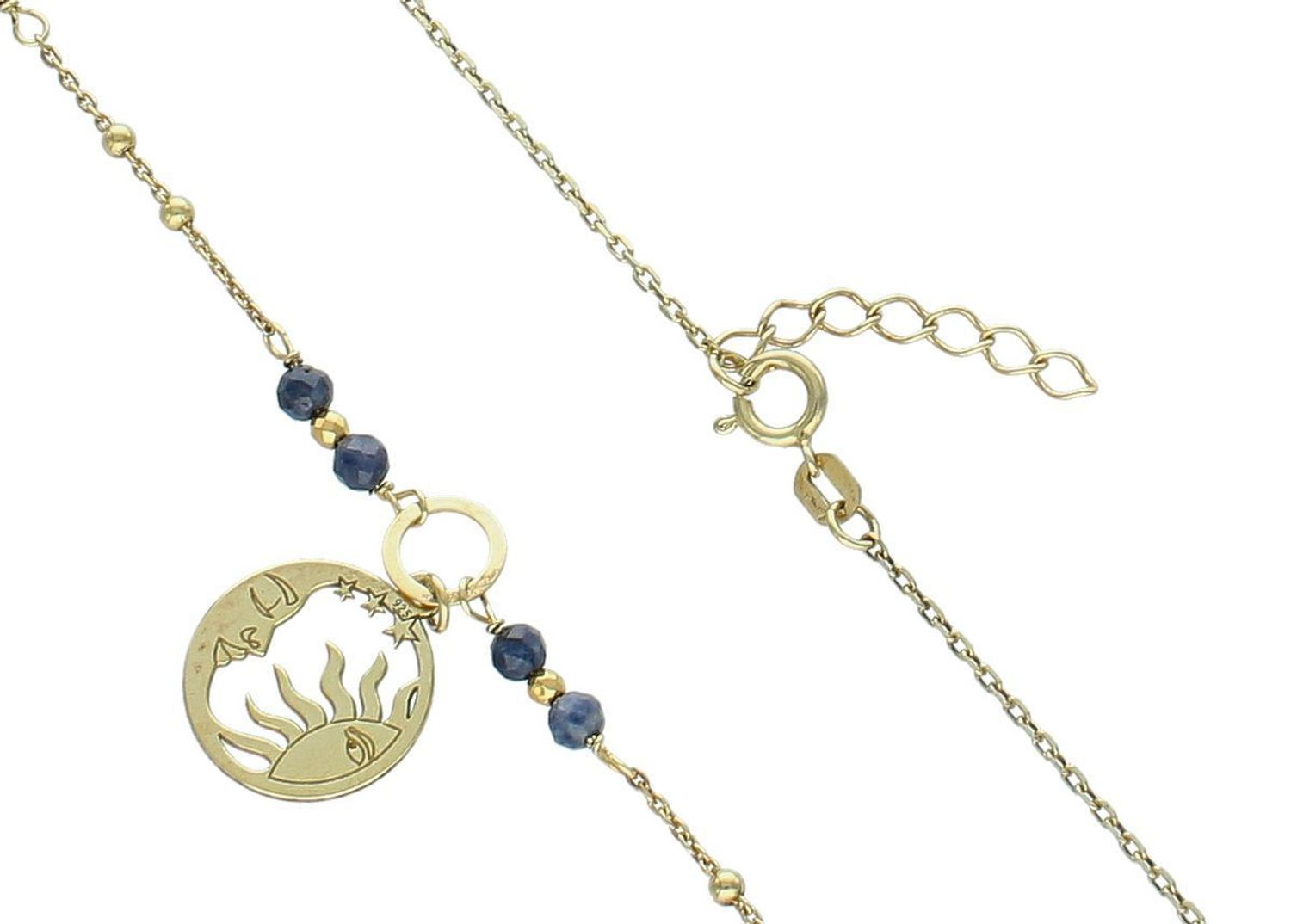 Naszyjnik pozłacany srebrny 925 DIA-NSZ-4868-925 z zawieszką słońce-księżyc i naturalnymi szafirami. Długość 42+2 cm, waga 3,40 g. Symboliczna i elegancka biżuteria.1.jpg