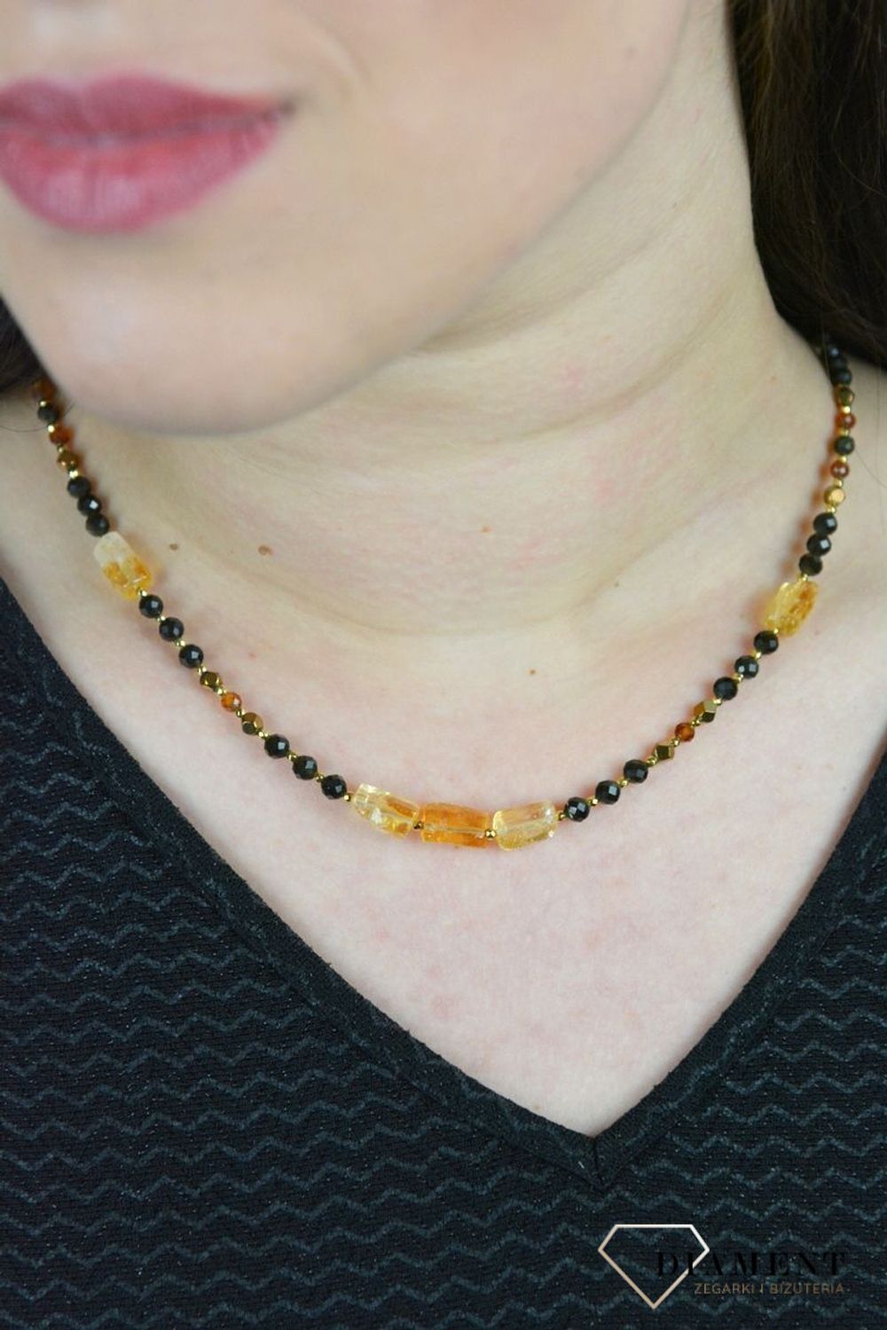 Naszyjnik kamienie naturalne obsydian, cytryn, hessonit DIA-NSZ-4870-925.jpg