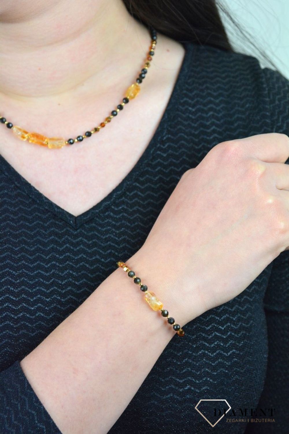 Naszyjnik kamienie naturalne obsydian, cytryn, hessonit DIA-NSZ-4870-925.jpg