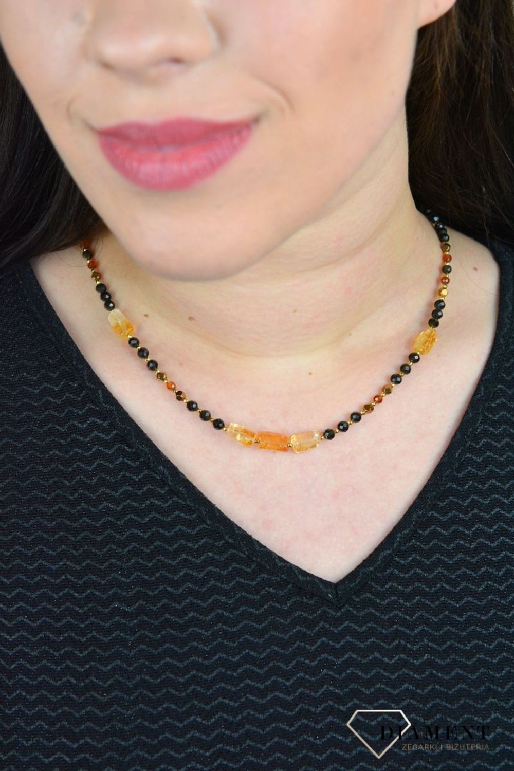 Naszyjnik kamienie naturalne obsydian, cytryn, hessonit DIA-NSZ-4870-925.jpg