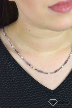 Naszyjnik ametyst, opal różowy, hematyt, iolit DIA-NSZ-4873-925. Naszyjniki z kamieniami naturalnymi od lat zachwycają elegancją i ponadczasowym pięknem (2).JPG