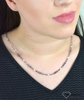 Naszyjnik ametyst, opal różowy, hematyt, iolit DIA-NSZ-4873-925. Naszyjniki z kamieniami naturalnymi od lat zachwycają elegancją i ponadczasowym pięknem (3).JPG