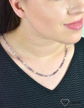 Naszyjnik ametyst, opal różowy, hematyt, iolit DIA-NSZ-4873-925. Naszyjniki z kamieniami naturalnymi od lat zachwycają elegancją i ponadczasowym pięknem (4).JPG