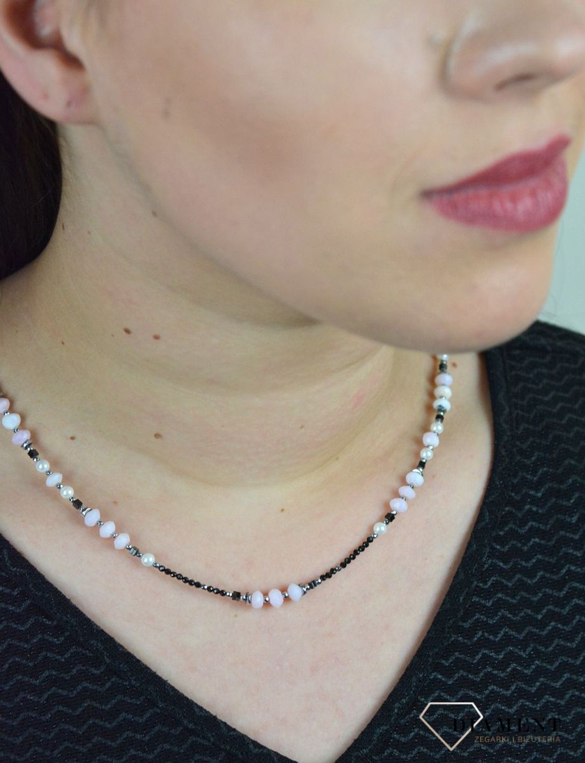 Naszyjnik kamienie naturalne opal różowy, perła majorka, hematyt DIA-NSZ-4879-925.jpg