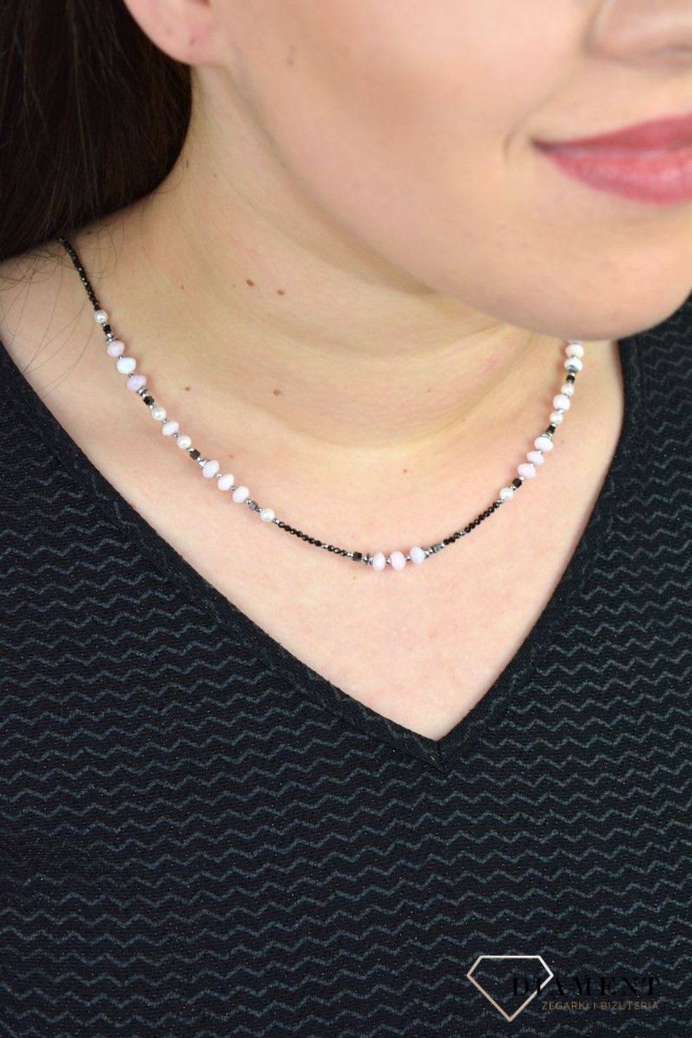 Naszyjnik kamienie naturalne opal różowy, perła majorka, hematyt DIA-NSZ-4879-925.jpg