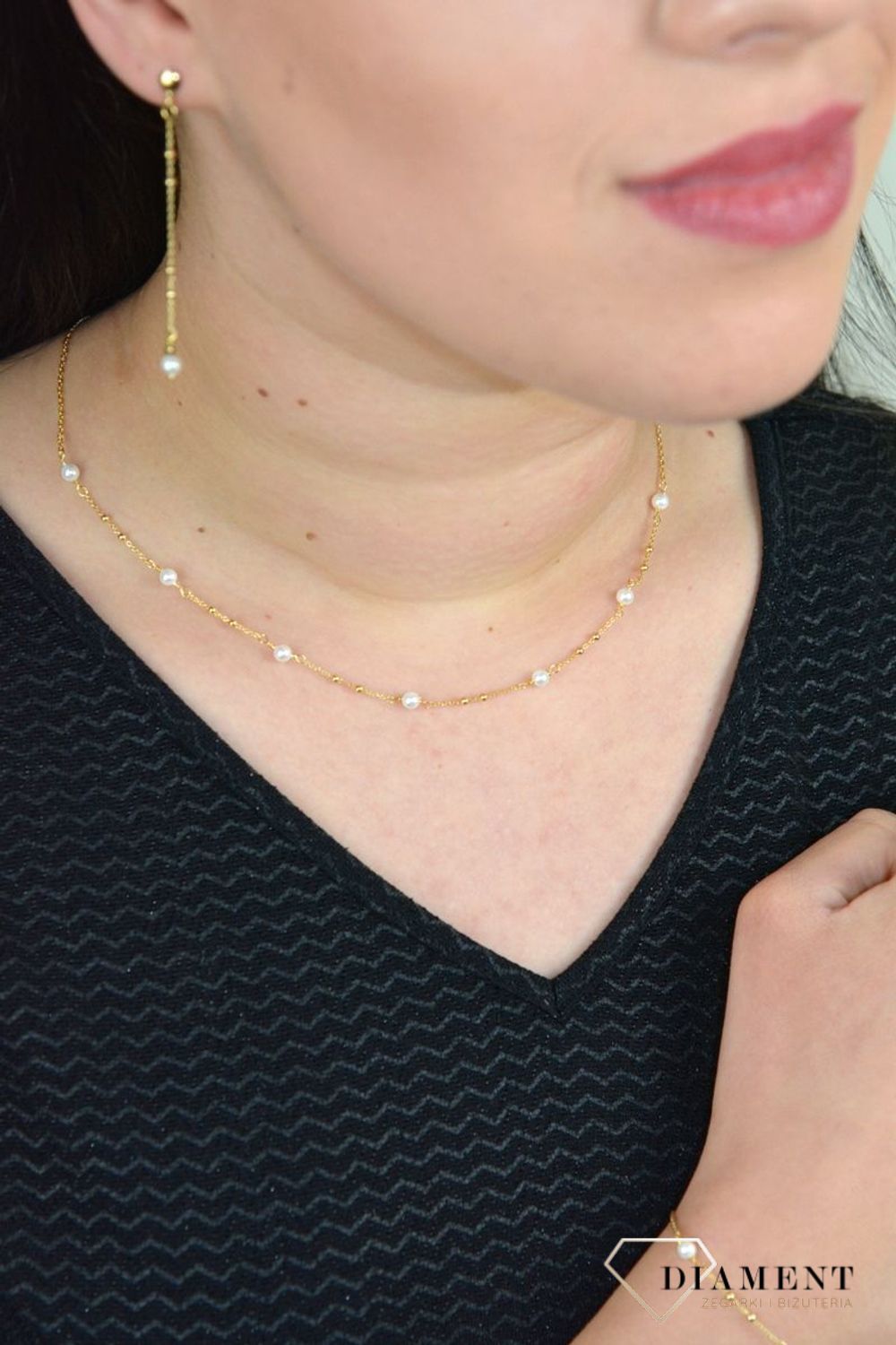 Naszyjnik srebro pozłacane perła majorka DIA-NSZ-4887-925.jpg